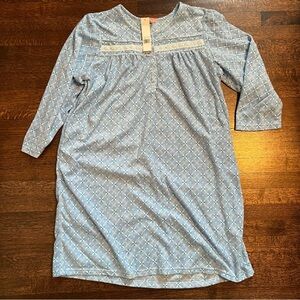 Casual nights size 3X blue print brushed nightgown